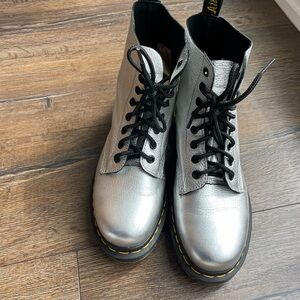 Dr. Martens Silver Combat Boots